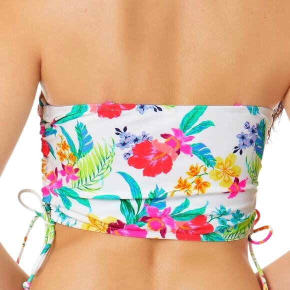Salt + Cove Junior’s Retro Hibiscus Cami Bikini Swimsuit Top White Multi Size XL - Picture 2 of 2